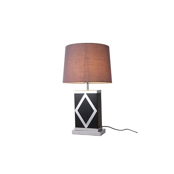 LAMPE LOSANGE BOIS/METAL GRIS/ARGENT
