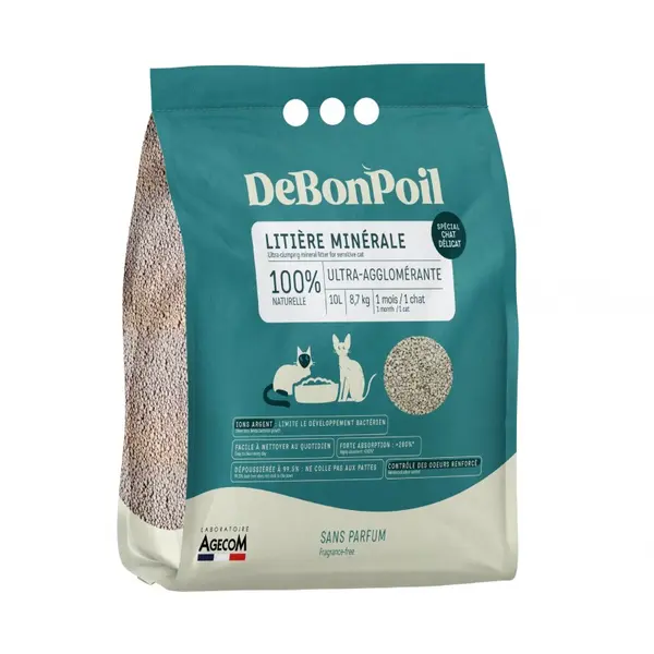 DE BON POIL – Litière minérale pour chat délicat , 10 L – AGECOM