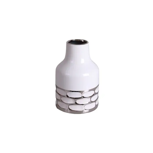 VASE COL BOUTEILLE BLANC EFFET BICOLORE