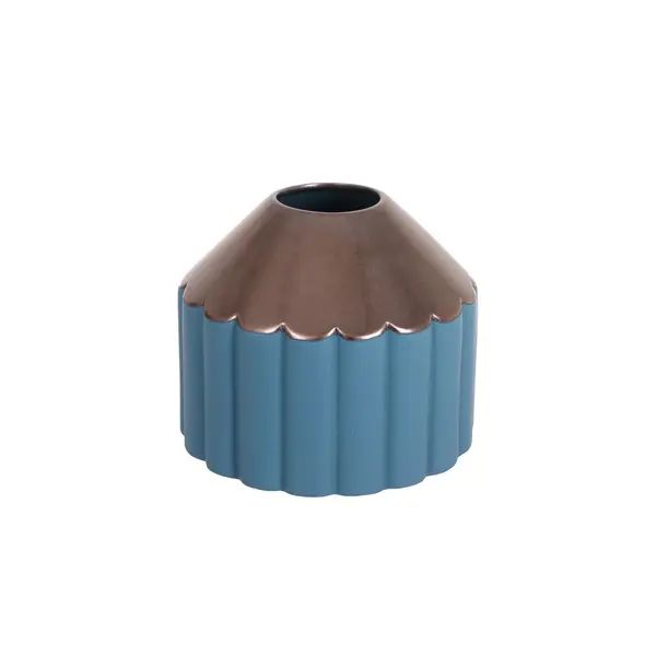 VASE DUO LARGE PETROLE/MARRON GLACE