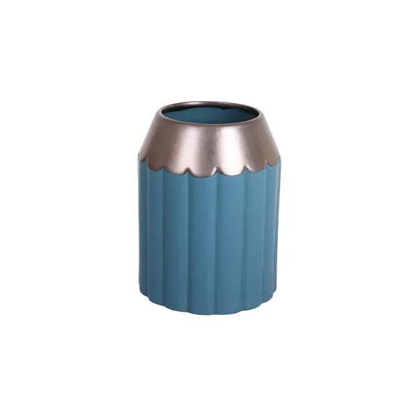 VASE COL LARGE DUO PETROLE/MARRON GLACE