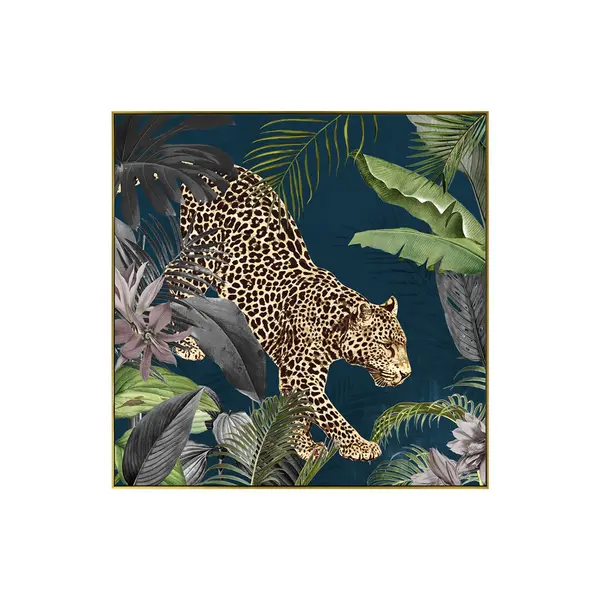 PANTHERE JUNGLE CADRE OR 100*100