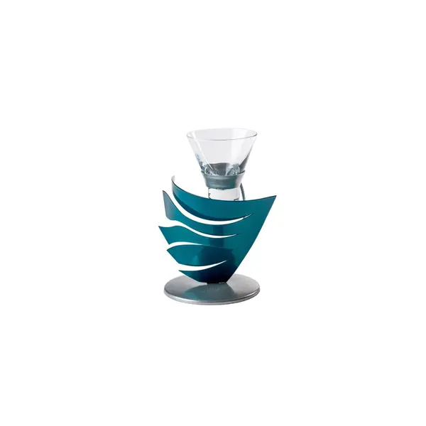 BOUGEOIR 1 COUPELLE VAGUE ARGENT/BLEU