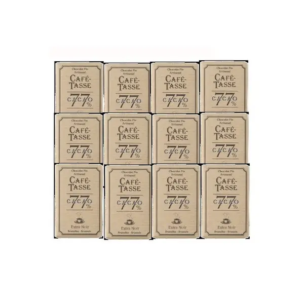 12 Mini tablettes de chocolat noir 77 % cacao