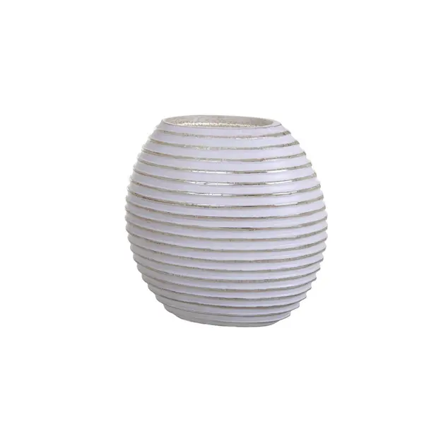 VASE LARGE STRIE BLANC/ARGENT