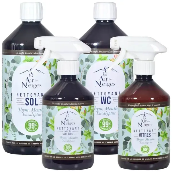 Lot 4 Produits Nettoyants senteur « Thym » (Sol + Multi + WC + Vitres) – Abbaye ND des Neiges