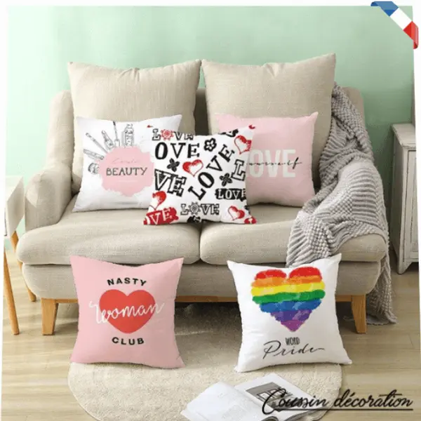 Housses de coussin motif cœur