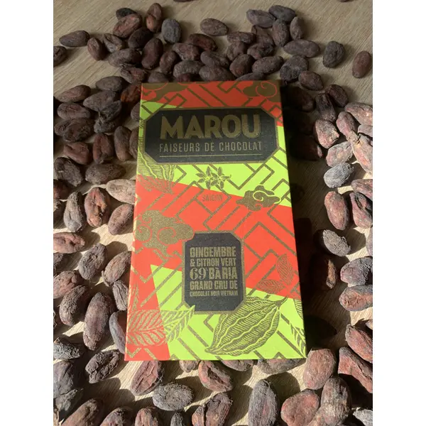 Tablette Chocolat MAROU - GINGEMBRE & CITRON VERT 69% BA RIA