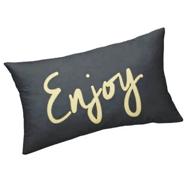 ENJOY – Coussin Rectangle 25 x 30 cm – Or et Noir