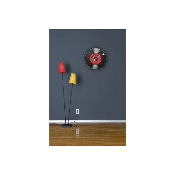 'HORLOGE MURALE-VERRE – NOIR –  »VINYL TAP »'