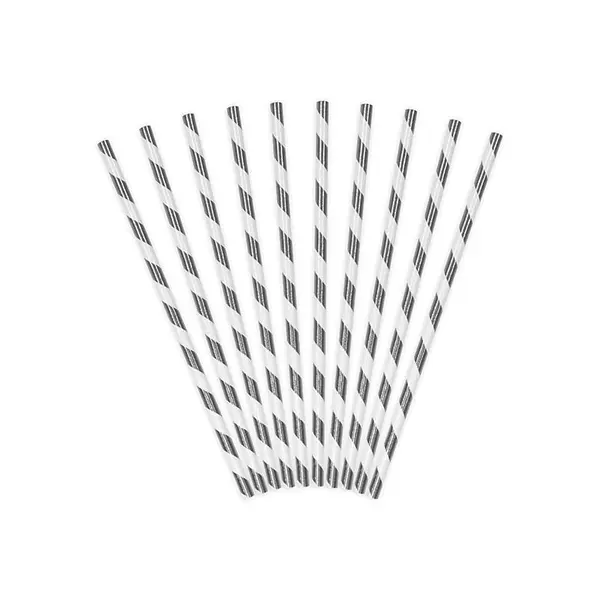 Pailles rayées – Argenté – Lot de 10
