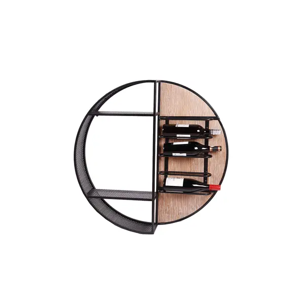PORTE-BOUTEILLE MURAL ROND ET 2 ETAGERES