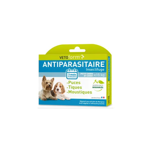 Anti- parasitaire – petit chien chiot , 3 pipettes – VETOFORM