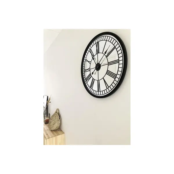 HORLOGE MURALE – Ø 56 CM – MIRROIR – NOIR