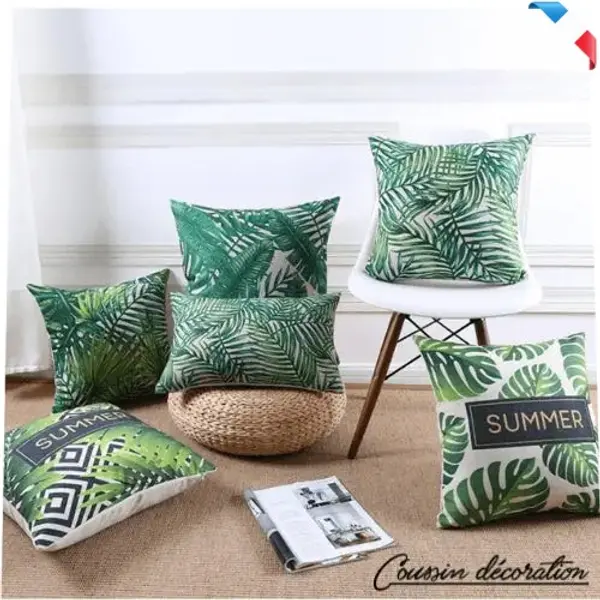 Housses de coussin plante verte