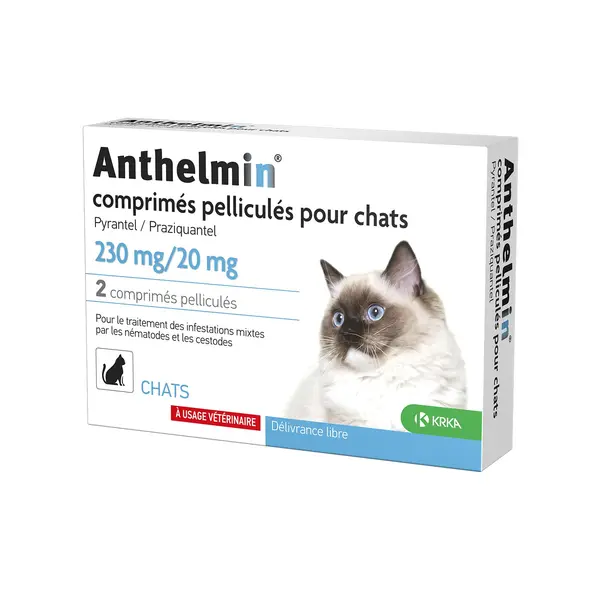 Anthelmin –  vermifuge chat >1kg  2cp –  KRKA