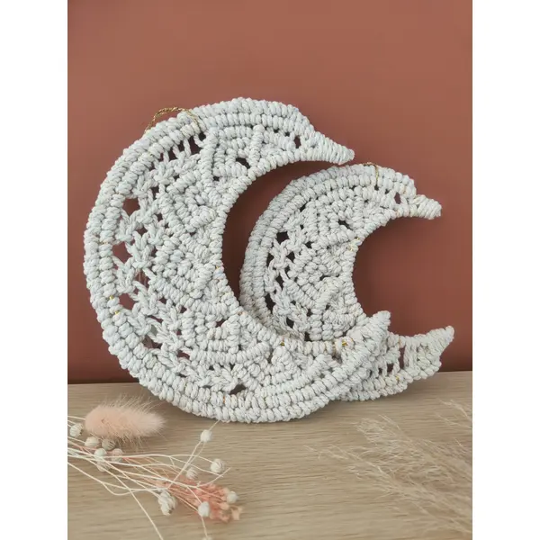 Lune macramé bohème décoration murale