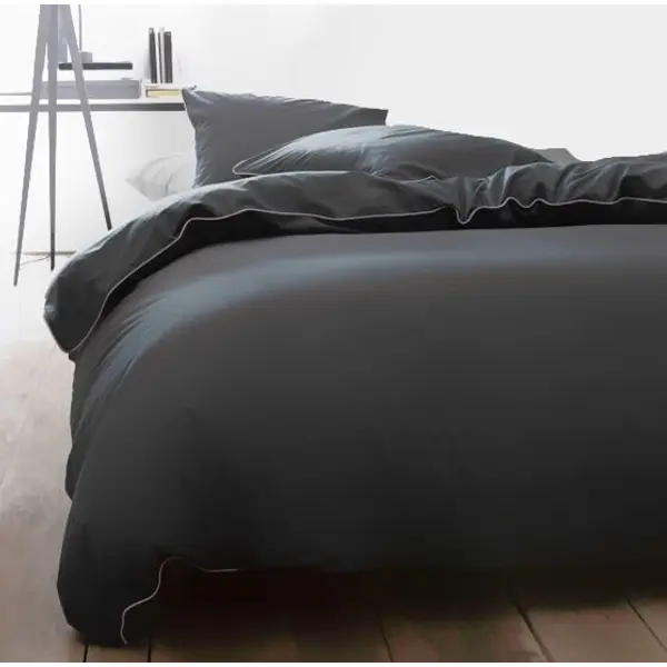 MELINA housse de couette 220×240 cm – parure lit 2 personnes – gris/rose