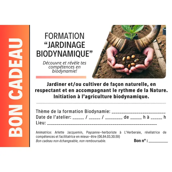 BON CADEAU FORMATION JARDINAGE BIODYNAMIQUE
